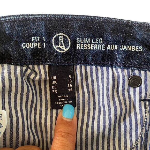 Lands End Geometric Design Slim Jeans Sz 6 - Picture 5 of 8